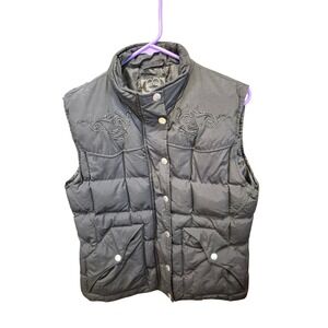 Cowgirl Hardware Black Embellished Puffer Vest Western Style Women's Size M